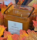 Witchy Woods scented 100% soy candle in a 10 ounce glass cube jar.