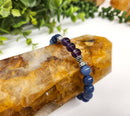 ANXIETY SUPPORT- Amethyst(center)/Blue Aventurine Bracelet 8mm