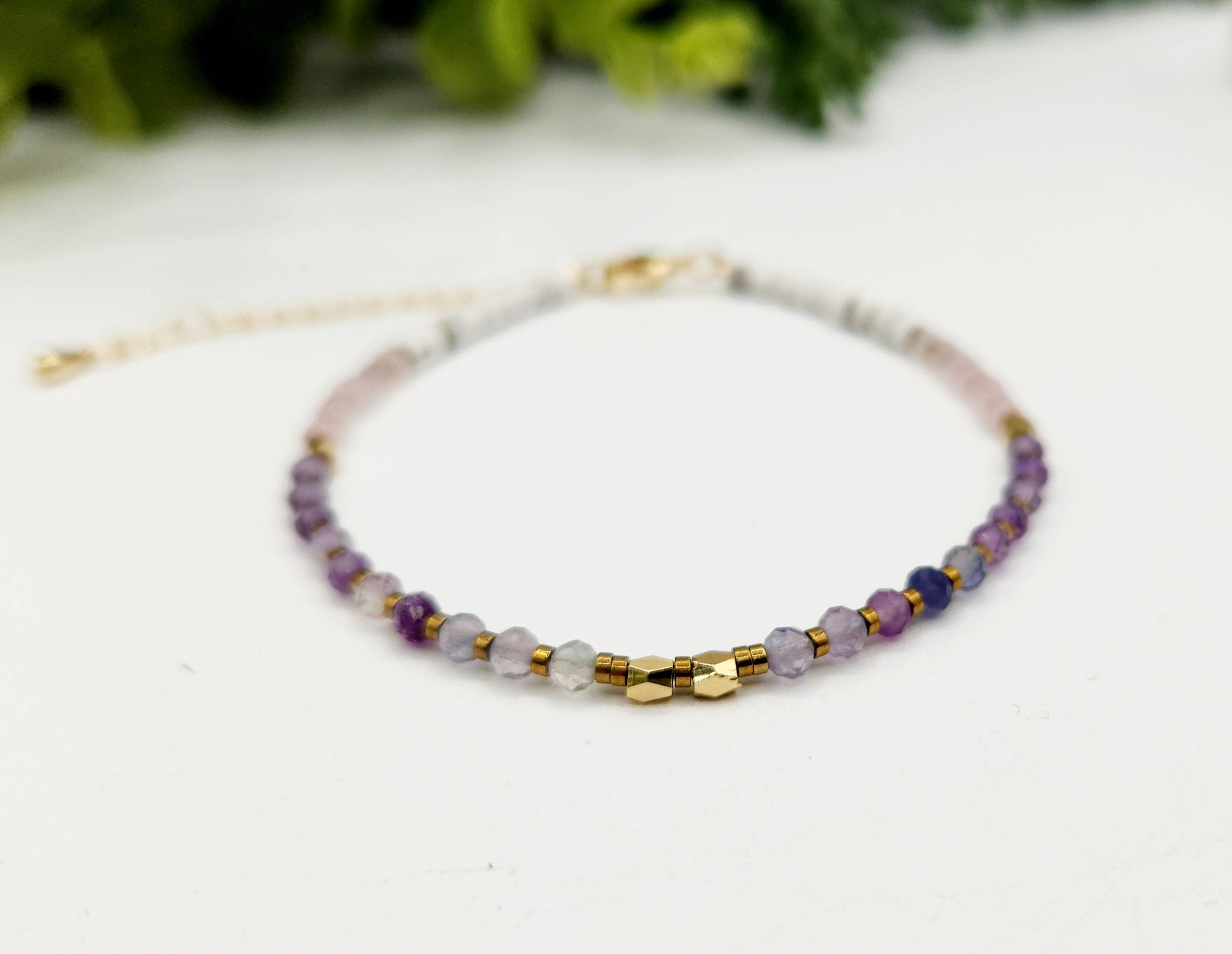 INNER PEACE-Fluorite/Amethyst/Rose Quartz/Howlite Bracelet