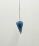 Angelite Pendulum w/Silver Plated Chain & Clear Quartz Bead