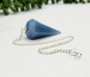 Angelite Pendulum w/Silver Plated Chain & Clear Quartz Bead