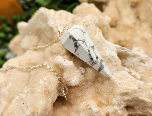 White Howlite Pendulum w/Silver Plated Chain