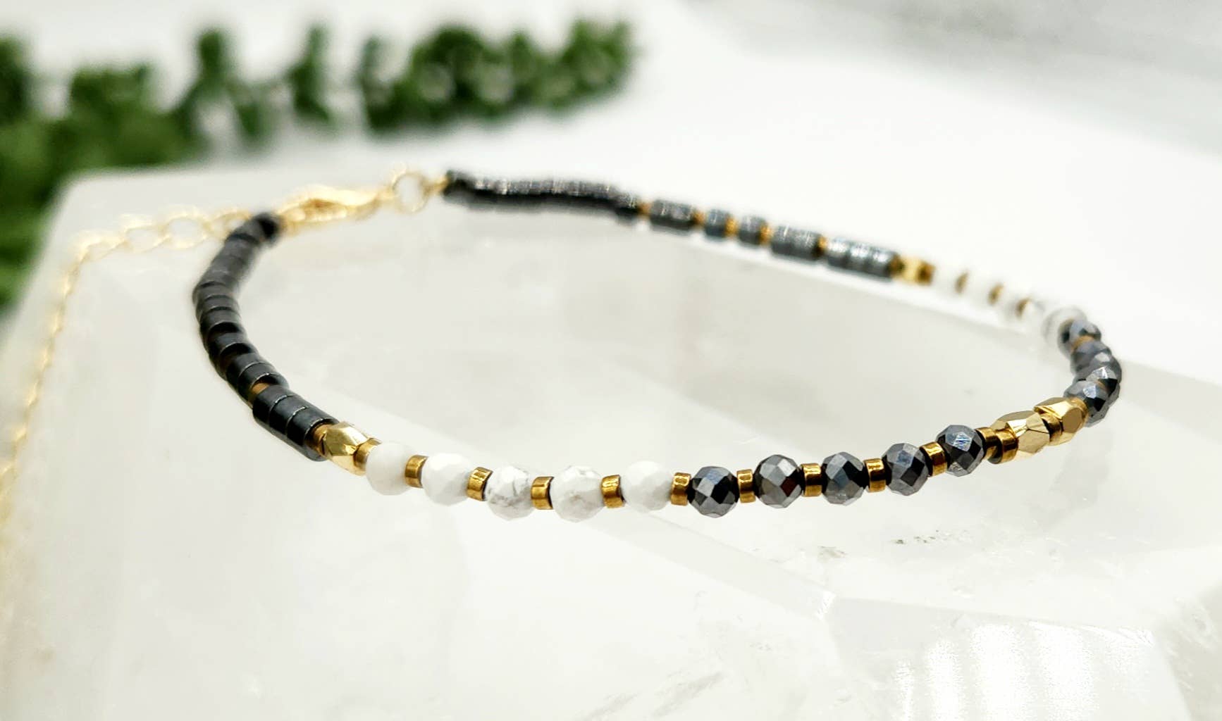 PAIN RELIEF-Terahertz/Howlite/Hematite Bracelet-3mm