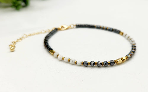 PAIN RELIEF-Terahertz/Howlite/Hematite Bracelet-3mm
