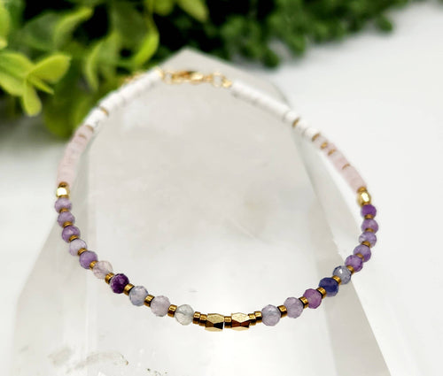 INNER PEACE-Fluorite/Amethyst/Rose Quartz/Howlite Bracelet