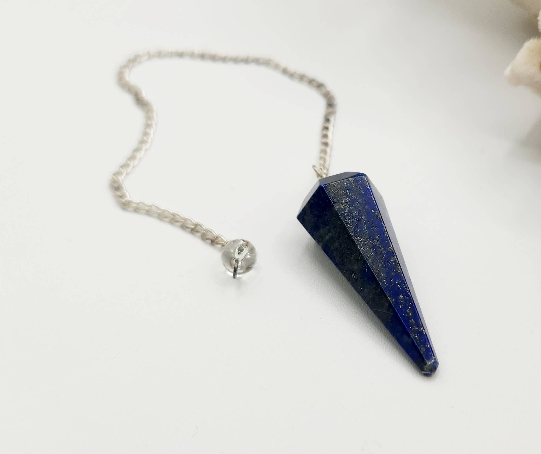 Lapis Lazulli Pendulum with Silver Color Chain