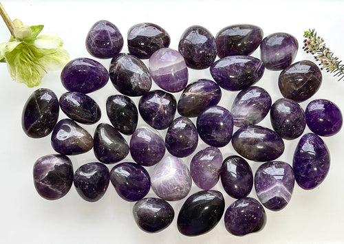 Chevron Amethyst Tumbled Crystal