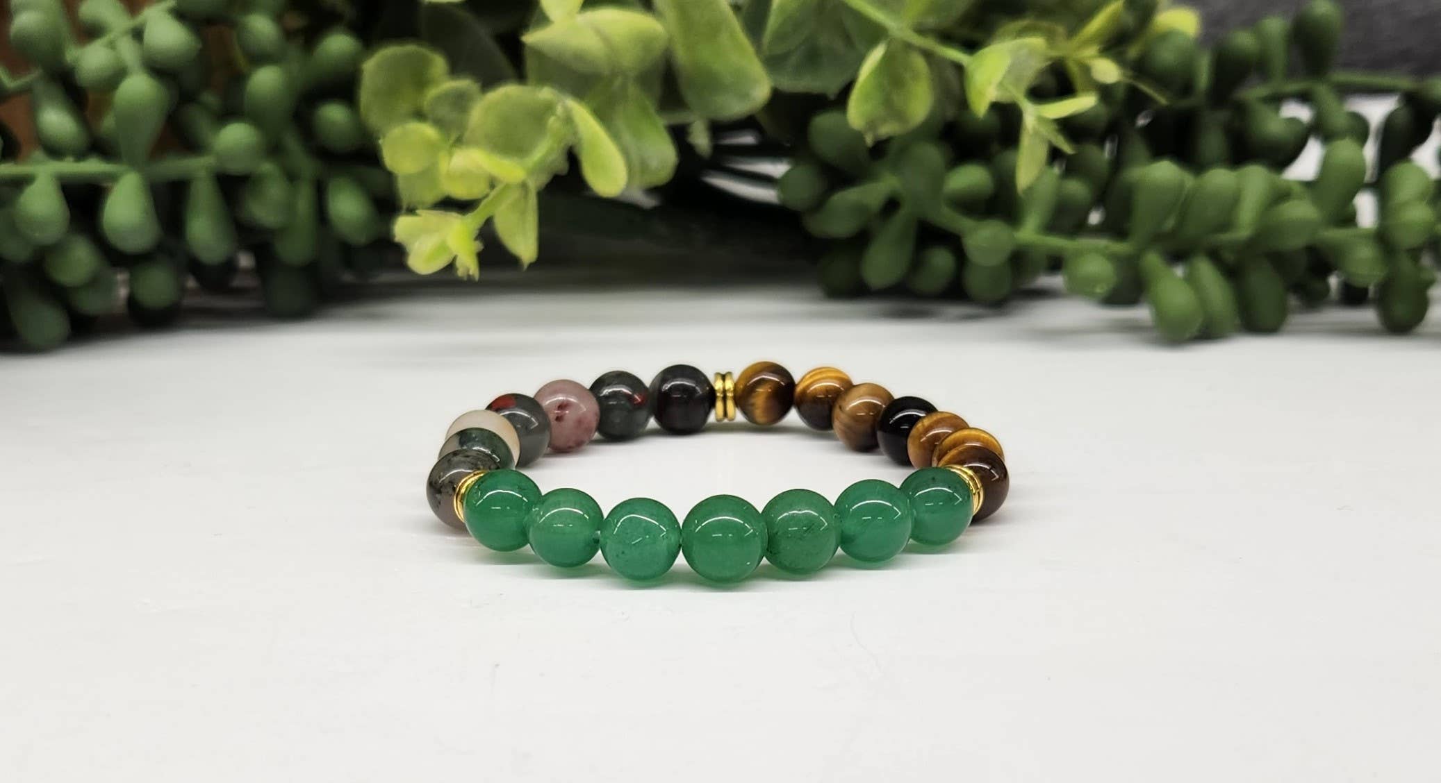 ABUNDANCE - Green Jade/Tiger Eye/Bloodstone Bracelet 8mm